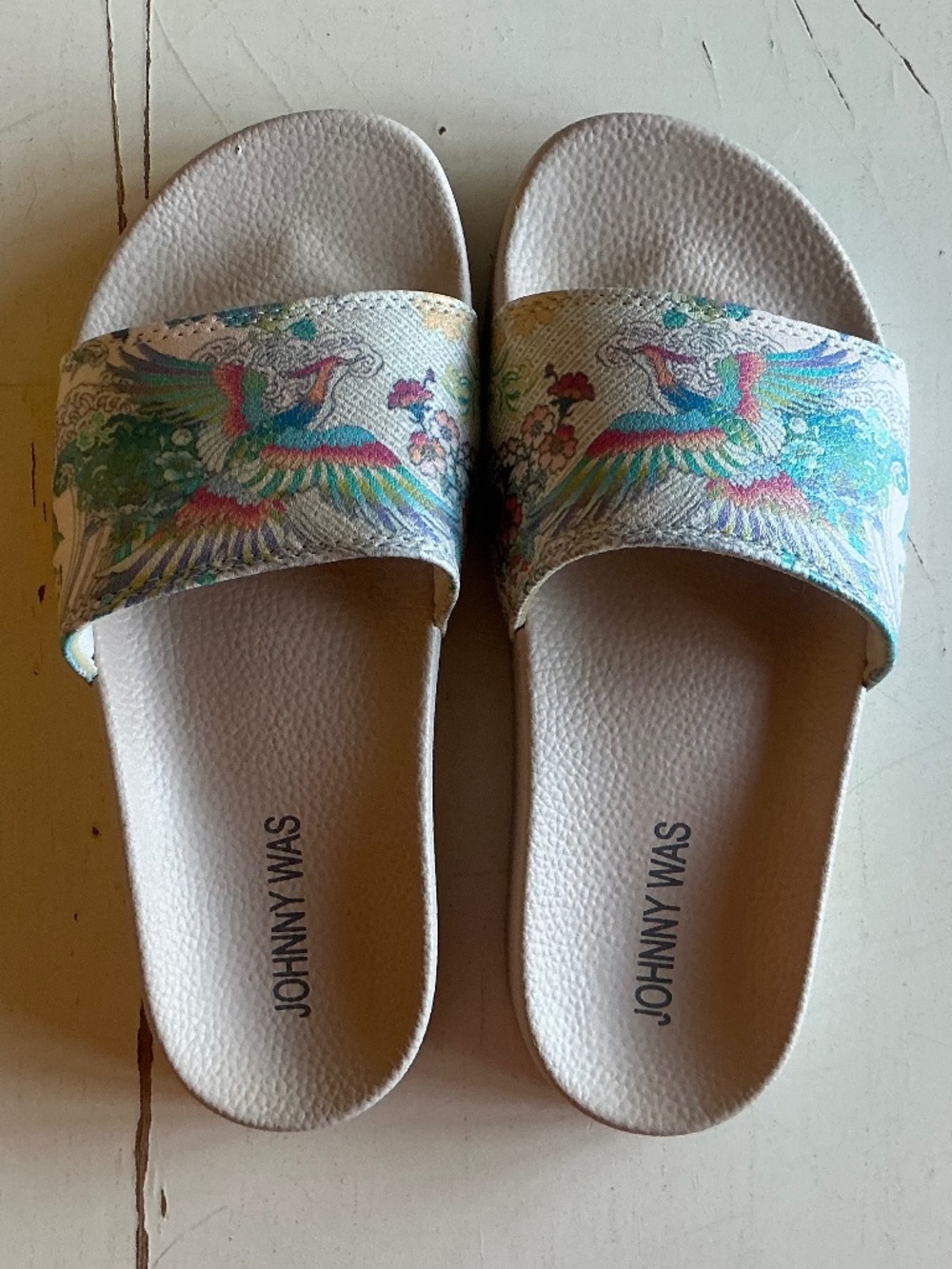 Johnny Was Light Dreamer Pool Slides Sandals Sz 6